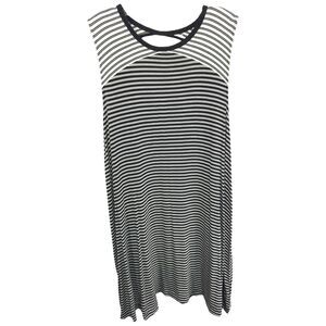 Gap XL Dress Striped Shift Keyhole Sleeveless Black White Knit‎ Knee Length 512